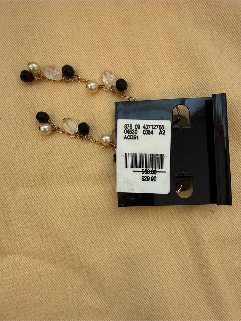 Kenneth Jay Lane Gold-Tone Pearl, Black & Clear Bead Dangle Earrings - Picture 2 of 3